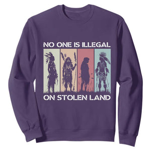 No One is Illegal on Stolen Land Sweatshirt Native American Indigenous TS14 Purple Print Your Wear