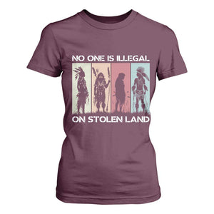 No One is Illegal on Stolen Land T Shirt For Women Native American Indigenous TS14 Maroon Print Your Wear