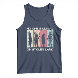 No One is Illegal on Stolen Land Tank Top Native American Indigenous TS14 Navy Print Your Wear