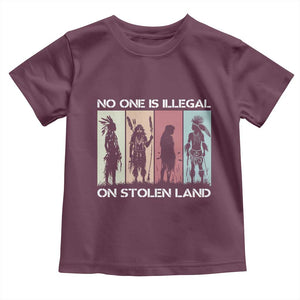 No One is Illegal on Stolen Land Toddler T Shirt Native American Indigenous TS14 Maroon Print Your Wear