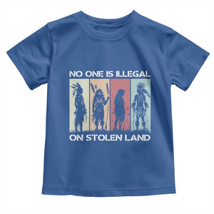 No One is Illegal on Stolen Land Toddler T Shirt Native American Indigenous TS14 Royal Blue Print Your Wear