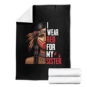 Native American Stop MMIW Throw Blanket I Wear Red For My Sister TS14 Black Print Your Wear