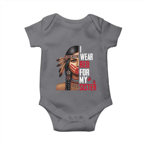 Native American Stop MMIW Baby Onesie I Wear Red For My Sister TS14 Charcoal Print Your Wear