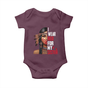 Native American Stop MMIW Baby Onesie I Wear Red For My Sister TS14 Maroon Print Your Wear