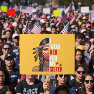 Native American Stop MMIW Protest Sign I Wear Red For My Sister TS14 Horizontal 18" × 24" Yellow Print Your Wear