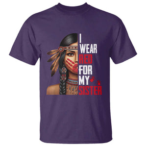 Native American Stop MMIW T Shirt I Wear Red For My Sister TS14 Purple Print Your Wear