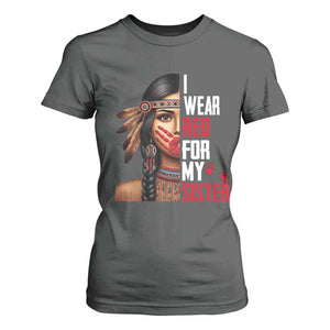 Native American Stop MMIW T Shirt For Women I Wear Red For My Sister TS14 Dark Heather Print Your Wear