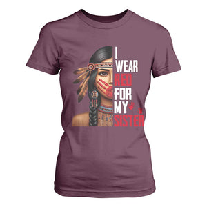 Native American Stop MMIW T Shirt For Women I Wear Red For My Sister TS14 Maroon Print Your Wear