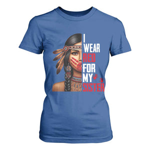 Native American Stop MMIW T Shirt For Women I Wear Red For My Sister TS14 Royal Blue Print Your Wear