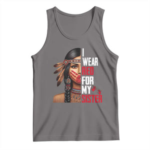Native American Stop MMIW Tank Top I Wear Red For My Sister TS14 Deep Heather Print Your Wear