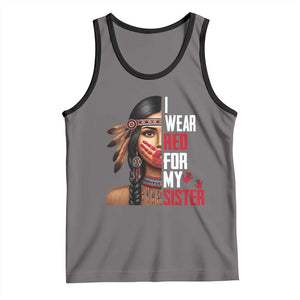 Native American Stop MMIW Tank Top I Wear Red For My Sister TS14 Deep Heather Black Print Your Wear