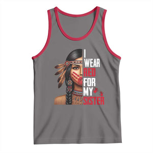 Native American Stop MMIW Tank Top I Wear Red For My Sister TS14 Deep Heather Red Print Your Wear