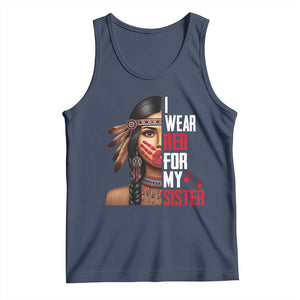 Native American Stop MMIW Tank Top I Wear Red For My Sister TS14 Navy Print Your Wear