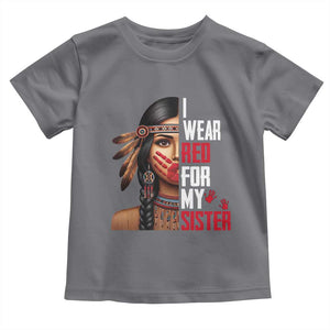 Native American Stop MMIW Toddler T Shirt I Wear Red For My Sister TS14 Charcoal Print Your Wear