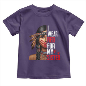 Native American Stop MMIW Toddler T Shirt I Wear Red For My Sister TS14 Purple Print Your Wear