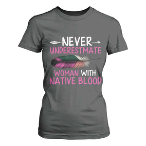 Native American Women T Shirt For Women Never Underestimate A Woman With Native Blood TS14 Dark Heather Print Your Wear
