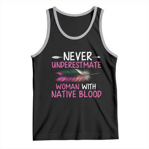 Native American Women Tank Top Never Underestimate A Woman With Native Blood TS14 Black Athletic Heather Print Your Wear