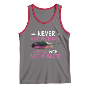 Native American Women Tank Top Never Underestimate A Woman With Native Blood TS14 Deep Heather Red Print Your Wear