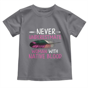 Native American Women Toddler T Shirt Never Underestimate A Woman With Native Blood TS14 Charcoal Print Your Wear