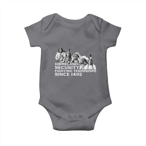 Homeland Security Fighting Terrorism Since 1492 Native American Baby Onesie TS14 Charcoal Print Your Wear