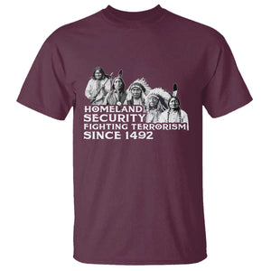 Homeland Security Fighting Terrorism Since 1492 Native American T Shirt TS14 Maroon Print Your Wear
