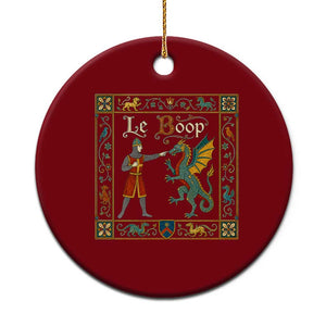 Le Boop Medieval Knight Dragon Fantasy Book Lover Humor Ceramic Ornament