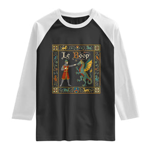 Le Boop Medieval Knight Dragon Fantasy Book Lover Humor Raglan Shirt