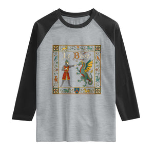 Le Boop Medieval Knight Dragon Fantasy Book Lover Humor Raglan Shirt