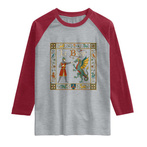 Le Boop Medieval Knight Dragon Fantasy Book Lover Humor Raglan Shirt