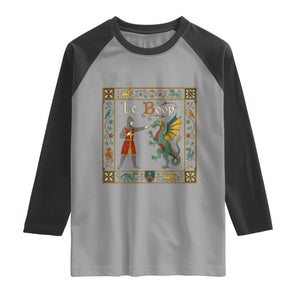 Le Boop Medieval Knight Dragon Fantasy Book Lover Humor Raglan Shirt