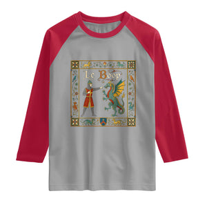 Le Boop Medieval Knight Dragon Fantasy Book Lover Humor Raglan Shirt