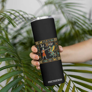 Le Boop Medieval Knight Dragon Fantasy Book Lover Humor Skinny Tumbler