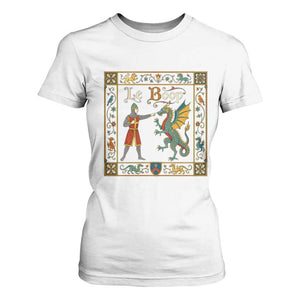 Le Boop Medieval Knight Dragon Fantasy Book Lover Humor T Shirt For Women