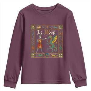 Le Boop Medieval Knight Dragon Fantasy Book Lover Humor Youth Sweatshirt