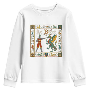 Le Boop Medieval Knight Dragon Fantasy Book Lover Humor Youth Sweatshirt