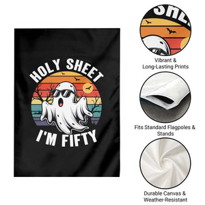50th Birthday Halloween Ghost Garden Flag Holy Sheet I'm Fifty