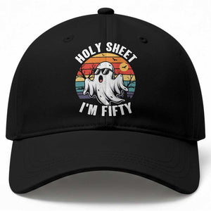 50th Birthday Halloween Ghost Baseball Cap Holy Sheet I'm Fifty