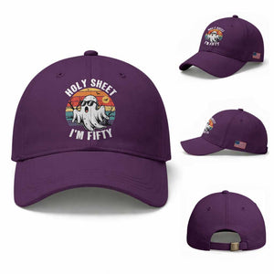 50th Birthday Halloween Ghost Baseball Cap Holy Sheet I'm Fifty