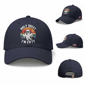 50th Birthday Halloween Ghost Baseball Cap Holy Sheet I'm Fifty
