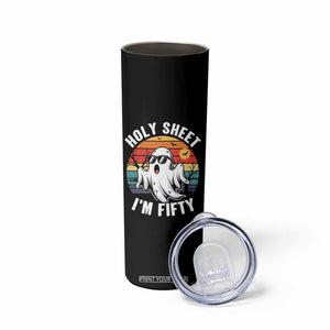 50th Birthday Halloween Ghost Skinny Tumbler Holy Sheet I'm Fifty
