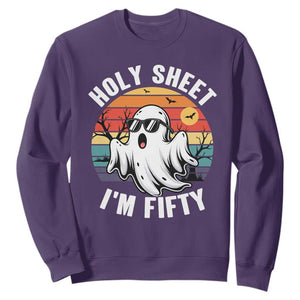 50th Birthday Halloween Ghost Sweatshirt Holy Sheet I'm Fifty