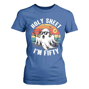 50th Birthday Halloween Ghost T Shirt For Women Holy Sheet I'm Fifty