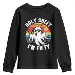 50th Birthday Halloween Ghost Youth Sweatshirt Holy Sheet I'm Fifty