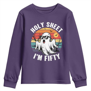 50th Birthday Halloween Ghost Youth Sweatshirt Holy Sheet I'm Fifty