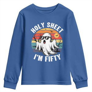 50th Birthday Halloween Ghost Youth Sweatshirt Holy Sheet I'm Fifty