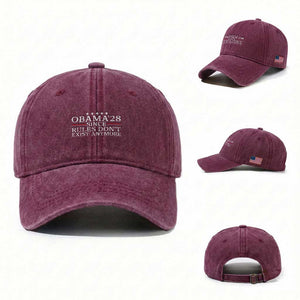 Obama 2028 Since Rules Don't Exist Anymore Washed Cotton Baseball Cap Funny Political Sarcastic Humor