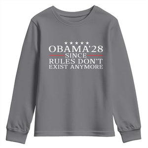 Obama 2028 Since Rules Don't Exist Anymore Youth Sweatshirt Funny Political Sarcastic Humor TS14 Charcoal Print Your Wear