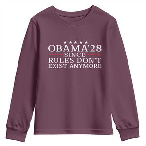 Obama 2028 Since Rules Don't Exist Anymore Youth Sweatshirt Funny Political Sarcastic Humor TS14 Maroon Print Your Wear