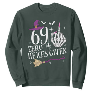 70th Birthday Halloween Sweatshirt 69 Plus Middle Finger Zero Hexes Given Gift For Women TS14 Dark Forest Green Print Your Wear