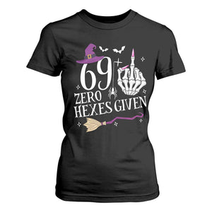 70th Birthday Halloween T Shirt For Women 69 Plus Middle Finger Zero Hexes Given Gift For Women TS14 Black Print Your Wear